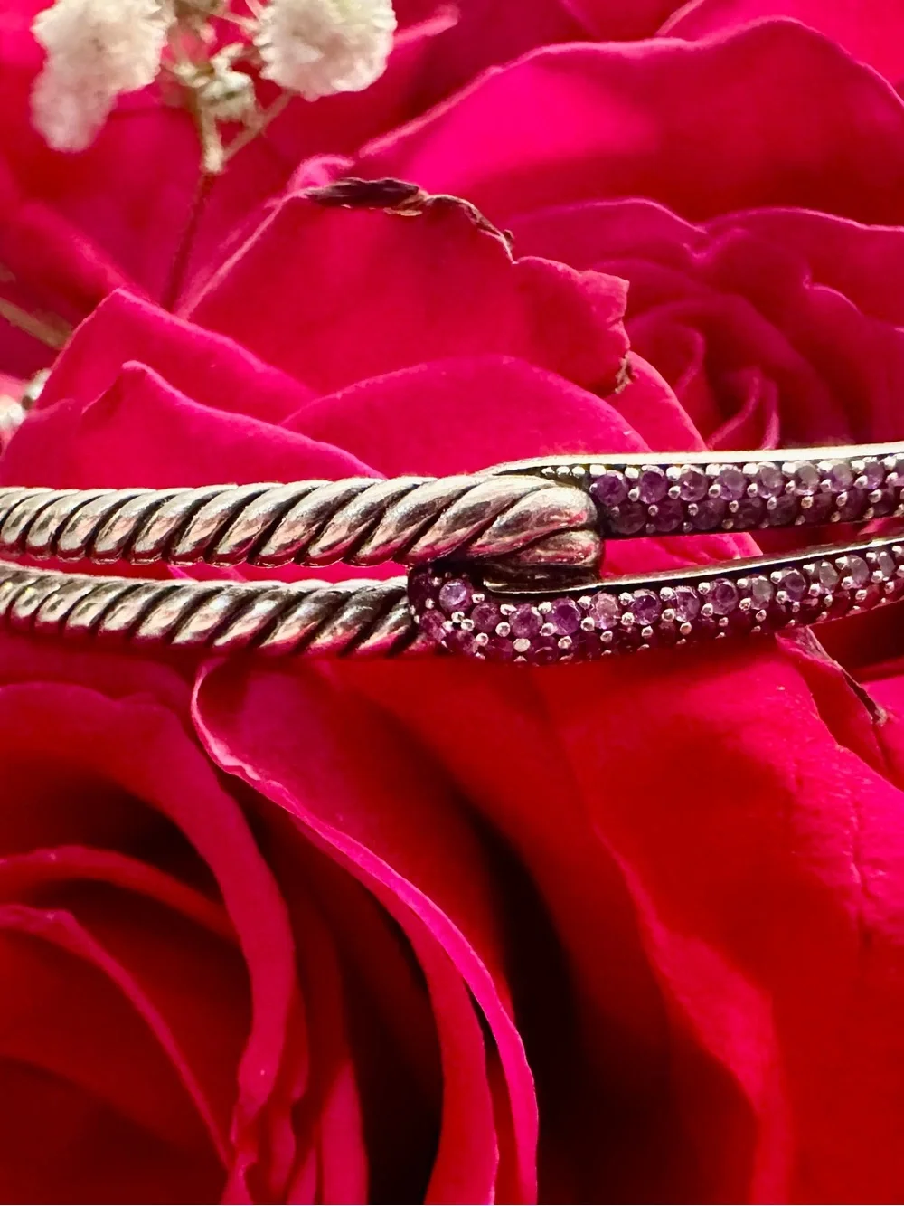 David Yurman Labyrinth Bracelet Pink Pavé Sapphire Sterling Silver – Small 6.25”
